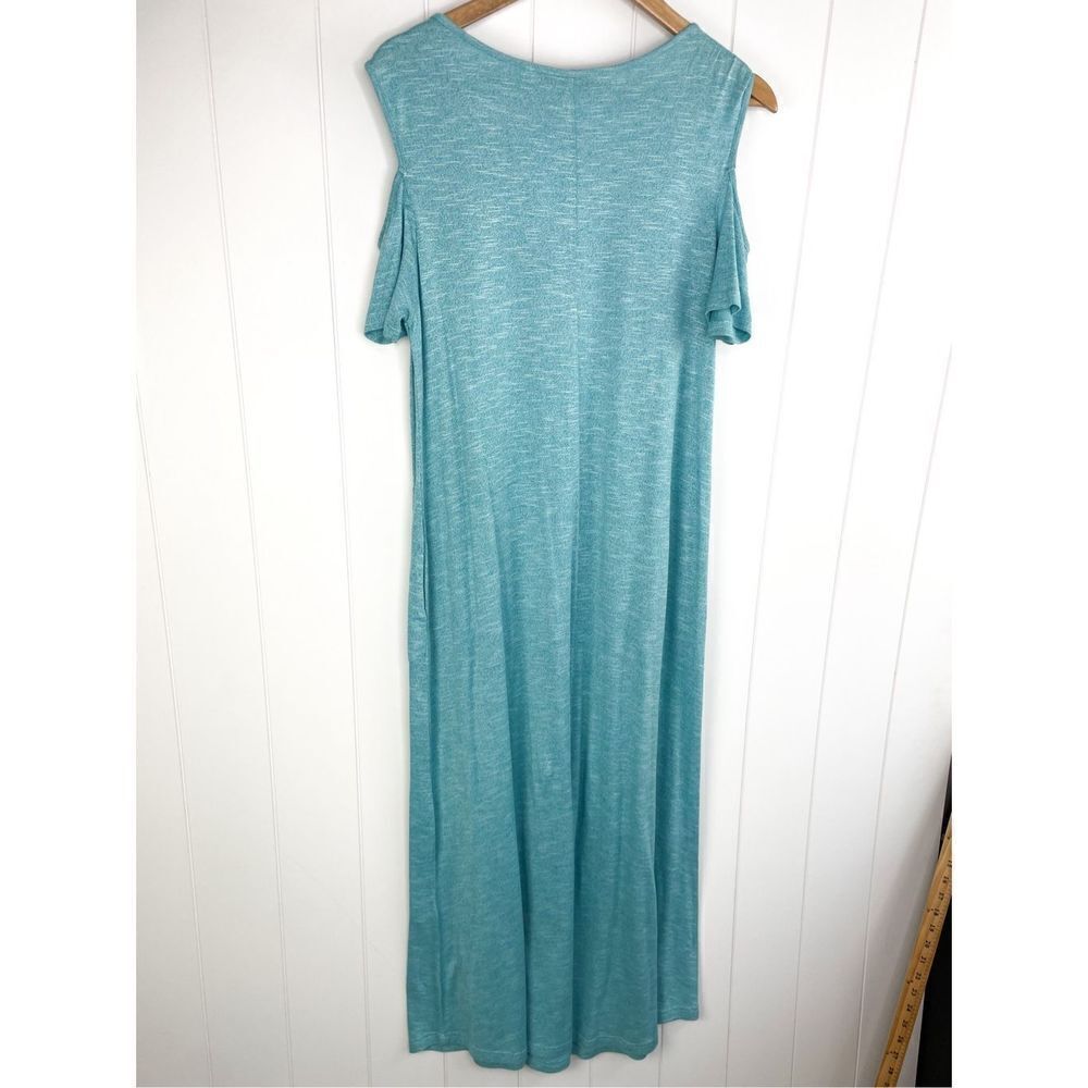 NWT Soft Surroundings Electra Cold Shoulder Maxi Dress Pockets Sky Blue‎ Size PL - Picture 8 of 10